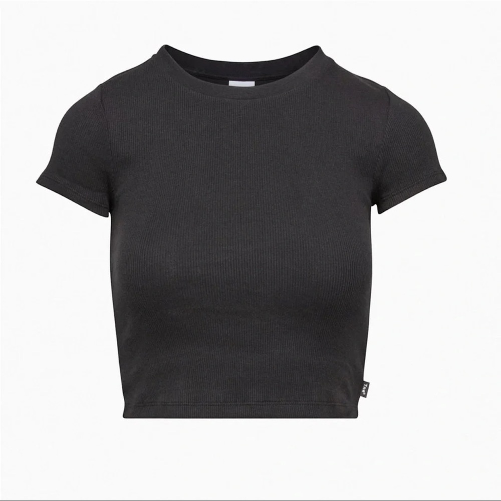 Aritzia TNA Ribbed Cropped T Shirt Black Size Small